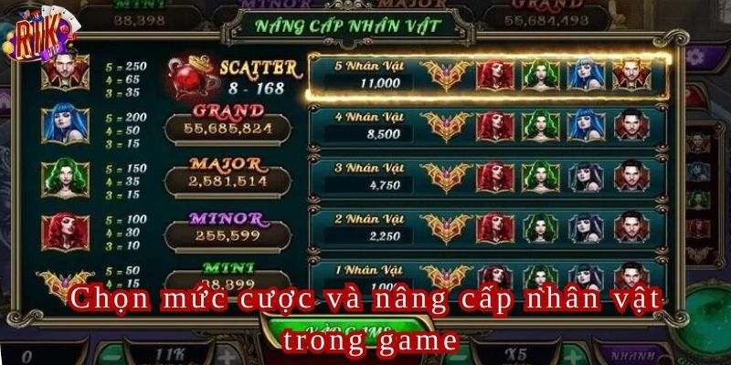 Trò chơi bá tước quyền năng rikvip có 6 mức cược: x1, x5, x10, x50, x100, và x150