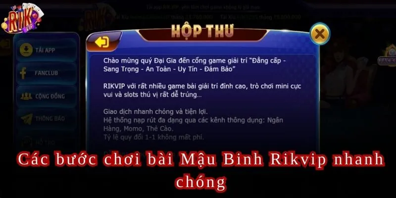 3 bước chơi mậu binh cực dễ dàng tại Rikvip